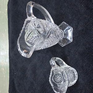 Vintage pressed patterned glass/crystal pitchers - set of 2